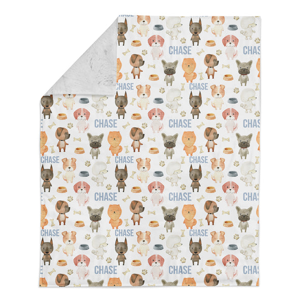 Personalized Name Minky Blanket - Dogs