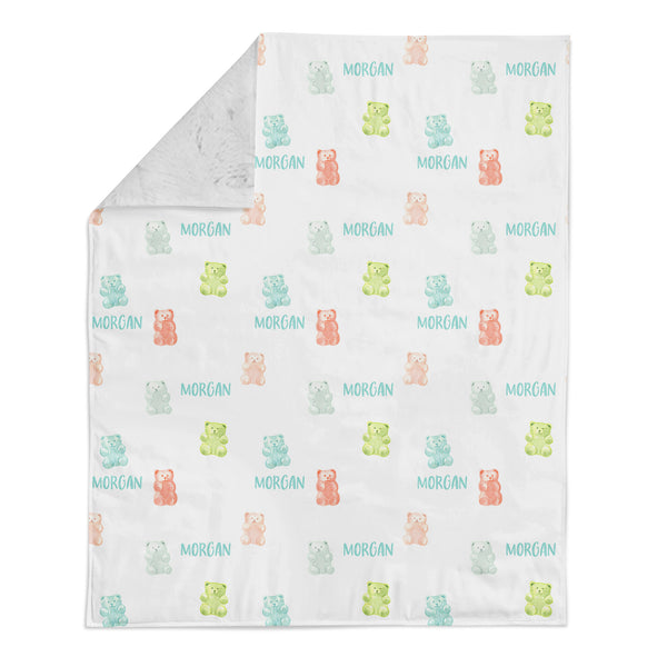 Personalized Name Minky Blanket - Gummy Bears
