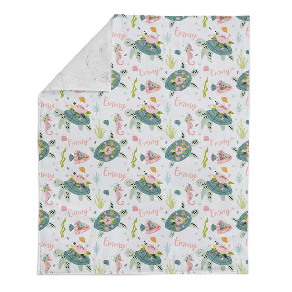 Personalized Name Minky Blanket - Turtles