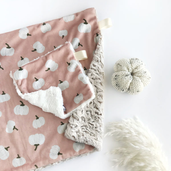 Tossed White Pumpkins on Blush Pink - Lovey