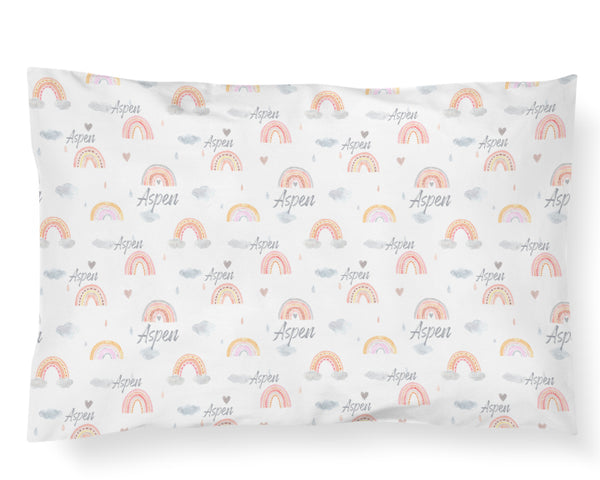 Personalized Name Pillowcase - RAINBOW HEARTS - Dotboxed