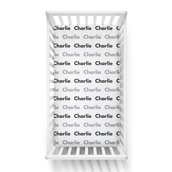 Personalized Name Crib Sheet-  NAME REPEAT - Dotboxed