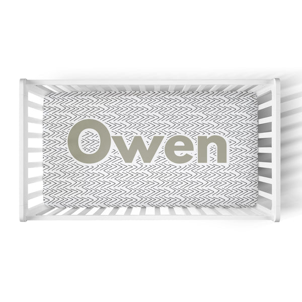 Personalized Name Crib Sheet-  Tribal Arrows - Dotboxed