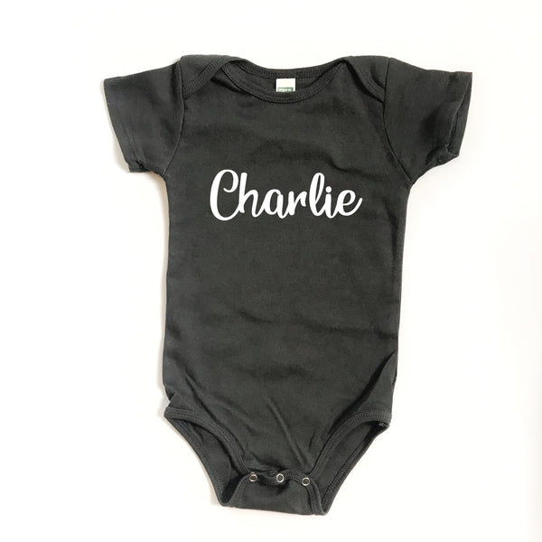 Personalized Name Bodysuit - DARK GREY - Dotboxed