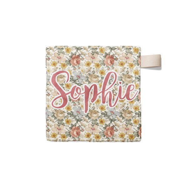 Personalized Name Lovey Blanket -  Blue Nursery Floral