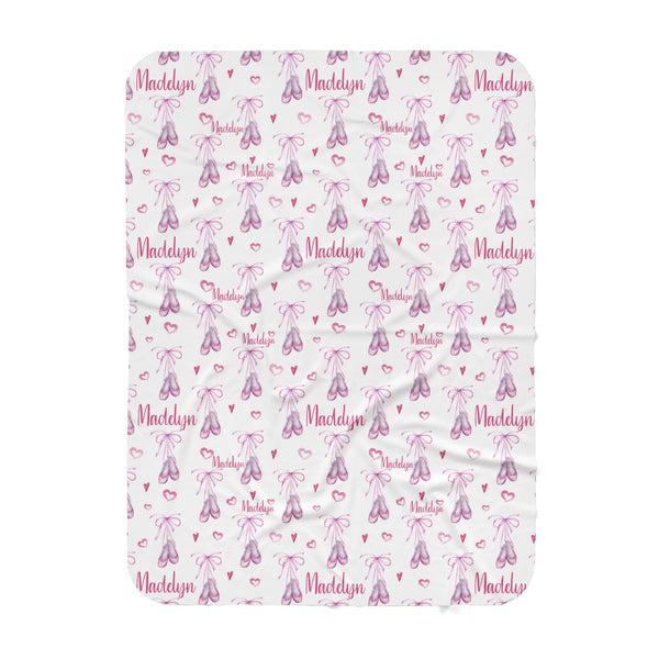 Personalized Name Blanket -  BALLET SLIPPERS - Dotboxed