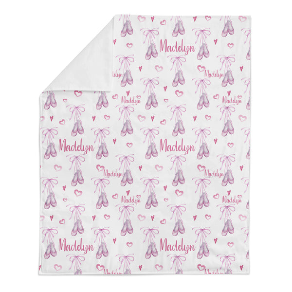 Personalized Name Minky Blanket -  BALLET SLIPPERS