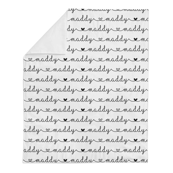 "MADDY" Personalized Name Minky Blanket -Hearts Collection