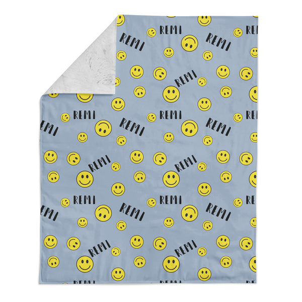 Personalized Name Minky Blanket - SMILEY FACE