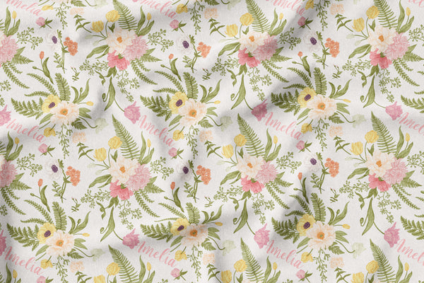 Personalized Name Blanket - Blushing Vintage Floral - Dotboxed