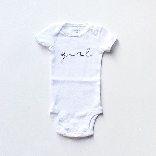 SLIGHTLY IMPERFECT - Girl Gender Reveal (script font)- BODYSUIT - Dotboxed
