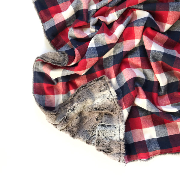 Plaid Blanket RED WHITE AND BLUE SQUARE LARGE CHECK - Wholesale - Dotboxed