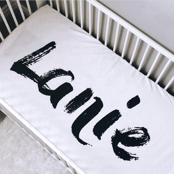 Large Centered Name Colored Background  - Personalized Name Bedding - Dotboxed