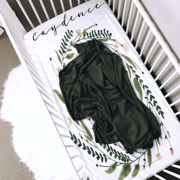 Olive Green  - swaddle - BLANKET + TIED KNOT BEANIE - Dotboxed