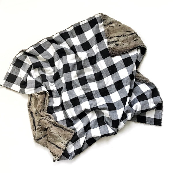 Plaid Blanket BLACK AND WHITE LARGE BUFFALO CHECK - Dotboxed
