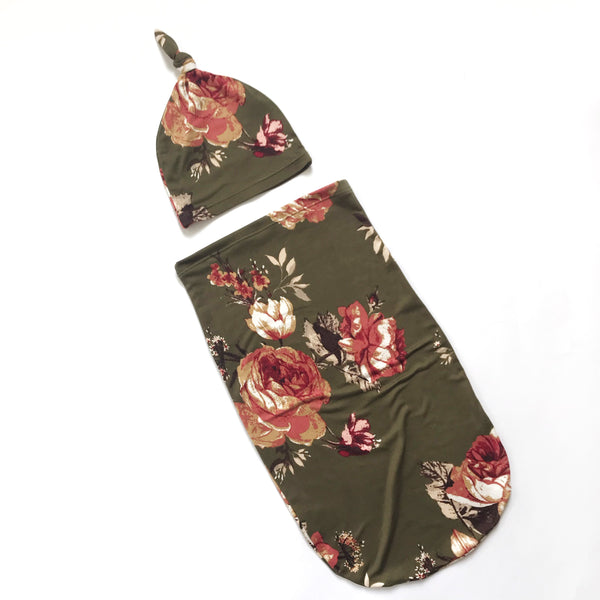Newborn Sac Set - OLIVE FLORAL - Dotboxed