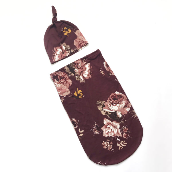 Newborn Sac Set - BURGUNDY FLORAL - Dotboxed