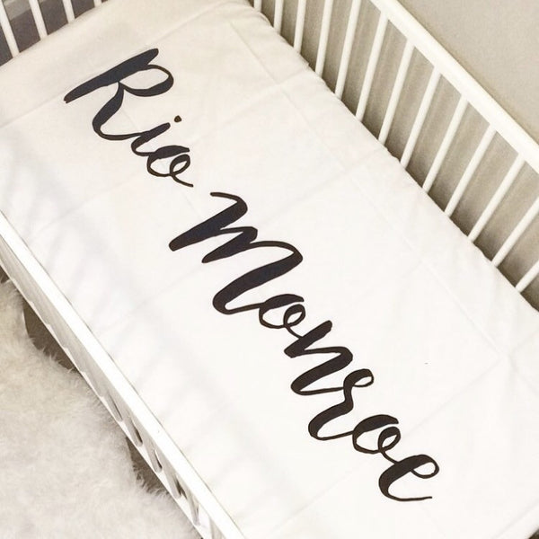 Large Centered Name Colored Background  - Personalized Name Bedding - Dotboxed