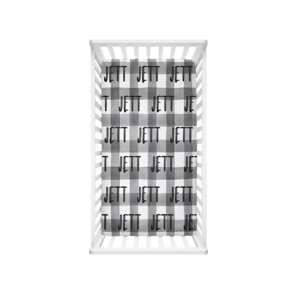 B+W Plaid Name - Personalized Name Bedding - Dotboxed