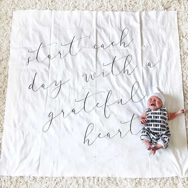 MUSLIN SWADDLE BLANKET - GRATEFUL HEART * PRE ORDER - Dotboxed