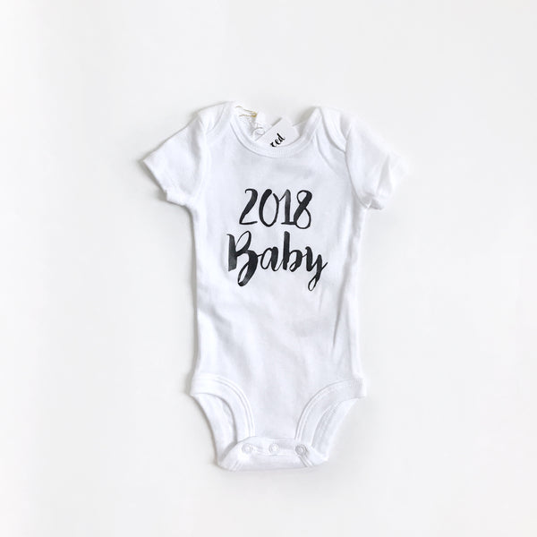SLIGHTLY IMPERFECT - 2018 baby (handwritten font) announcement - BODYSUIT - Dotboxed
