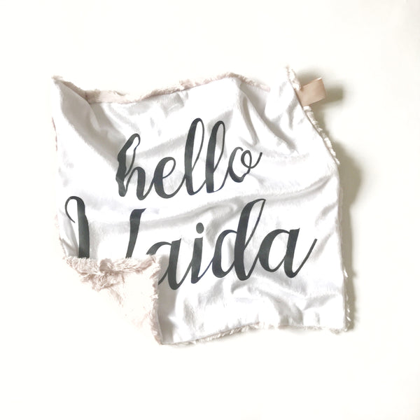 Personalized Name Lovey Blanket - LARGE CENTERED NAME - Dotboxed