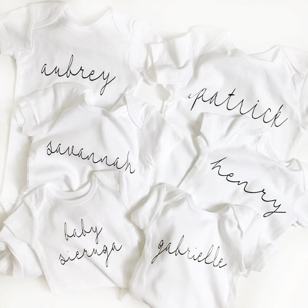 Personalized Name Bodysuit - WHITE - Dotboxed