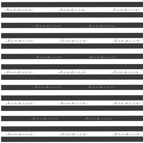 PERSONALIZED NAME BLANKET - SMALL NAME ON DARKEST GREY STRIPES REPEAT IN SWADDLE SIZE - Dotboxed