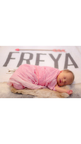 PERSONALIZED NAME BLANKET - LARGE CENTRED NAME IN SWADDLE SIZE - Dotboxed