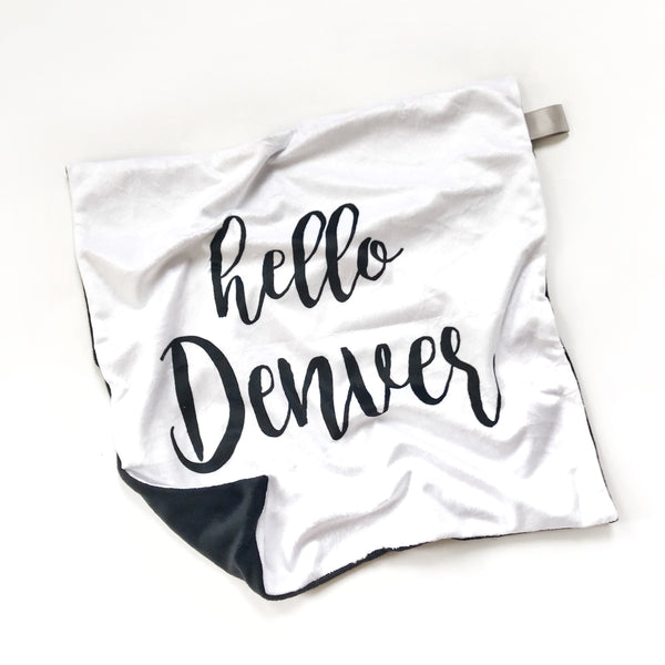 Personalized Name Lovey Blanket - LARGE CENTERED NAME - Dotboxed