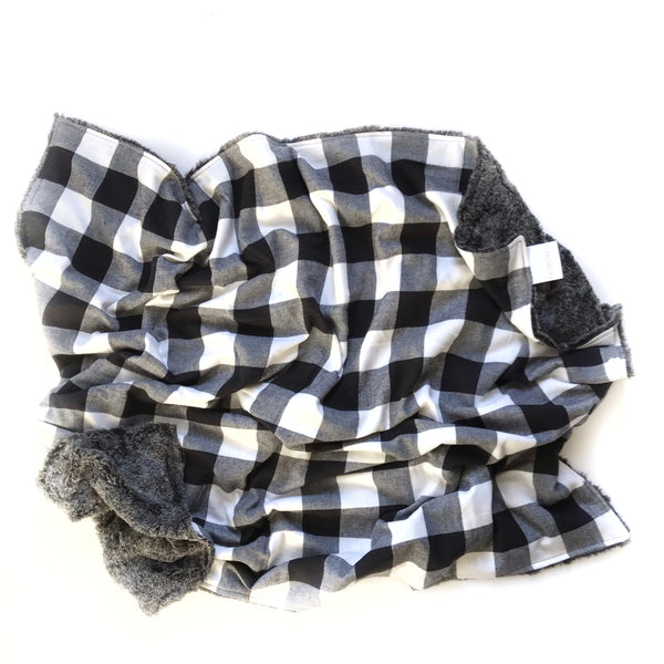 Plaid Blanket BLACK AND WHITE LARGE BUFFALO CHECK - Dotboxed