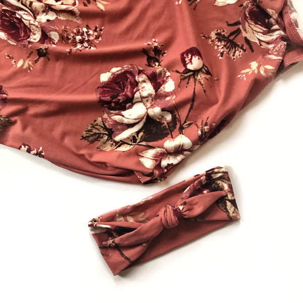 Stretchy Swaddle Blanket in Coral Floral**** - Dotboxed