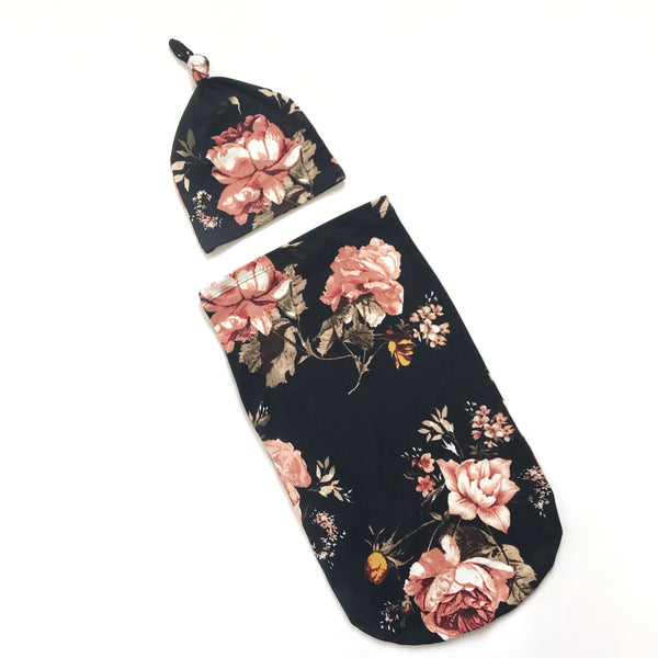 Newborn Sac Set - BLACK FLORAL - Dotboxed