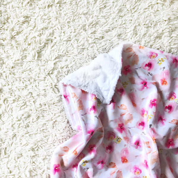 PURPLE / PINK WATERCOLOUR FLORAL BLANKET - Dotboxed