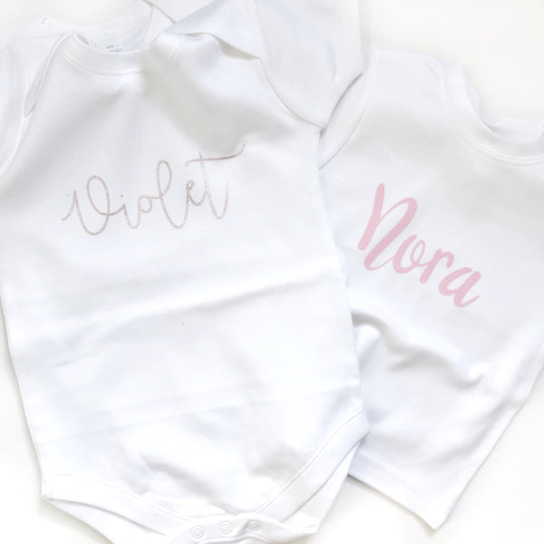 Personalized Name Bodysuit - WHITE - Dotboxed