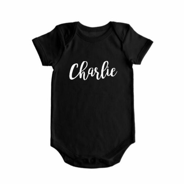 Personalized Name Bodysuit - BLACK - Dotboxed