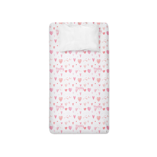 Personalized Name Twin Sheet-  HEART YOU - Dotboxed